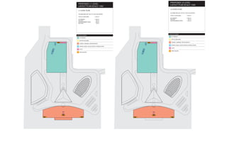 PROPOSED +2 LEVEL
 PROPOSED +1 LEVEL
                                             LAYOUT PLAN SCALE 1:500
 LAYOUT PLAN SCALE 1:500
                                             +2 LEVEL PLAN
 +1 LEVEL PLAN
                                             COLUMN GRID SET OUT AT 12 BY 8 M CENTRE
 COLUMN GRID SET OUT AT 12 BY 8 M CENTRE
                                             TOTAL FLOOR AREA          4 354 m²
 TOTAL FLOOR AREA          4 516 m²
                                             DIY MARKET                2 550 m²
 DIY MARKET                2 550 m²          OFFICES                     404 m²
 OFFICES                     404 m²          ENTERTAINMENT AREA        1 400 m²
 ENTERTAINMENT AREA        1 400 m²
 BALCONY                     162 m²




                                            COLOUR LEGEND
COLOUR LEGEND
                                               DIY MARKET
   DIY MARKET
                                               OFFICE BUILDING
   OFFICE BUILDING
                                               CASINO, CINEMAS, RESTAURANTS
   CASINO, CINEMAS, RESTAURANTS
                                               STAIRS CASES, ESCALATORS & TRAVELATORS
   STAIRS CASES, ESCALATORS & TRAVELATORS
                                               LIFTS
   LIFTS
                                               FIRE ESCAPE
   FIRE ESCAPE
 