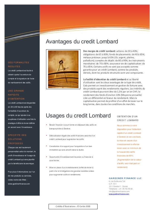 Crédit lombard pour actifs financiers.