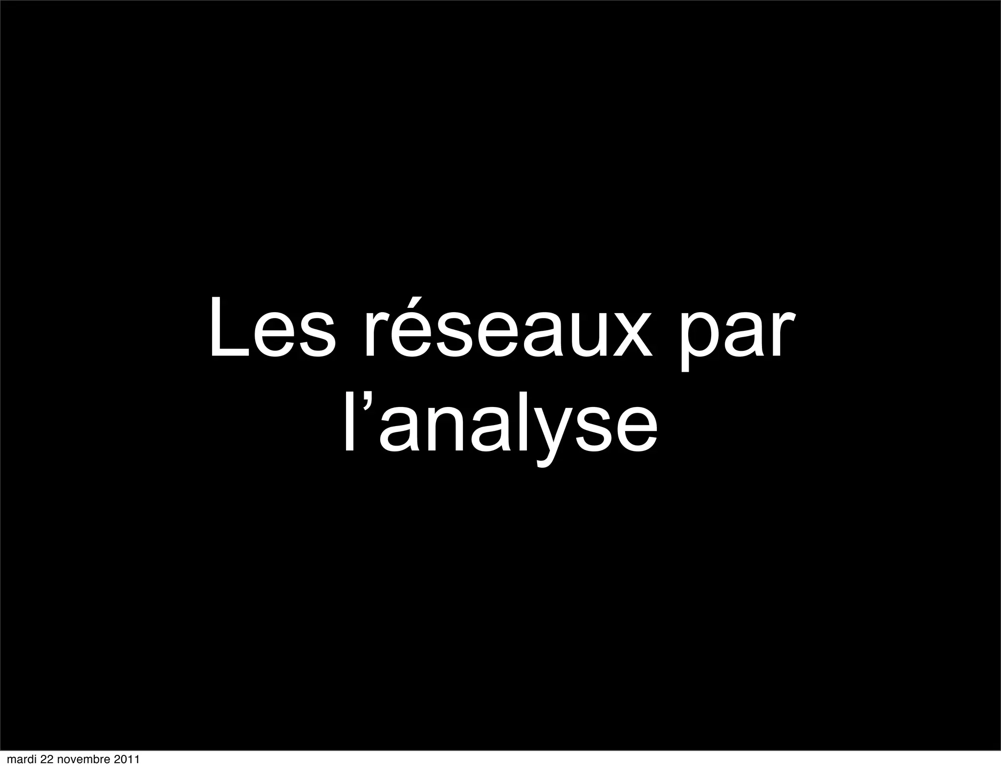 Les réseaux par
                            l’analyse


mardi 22 novembre 2011
 