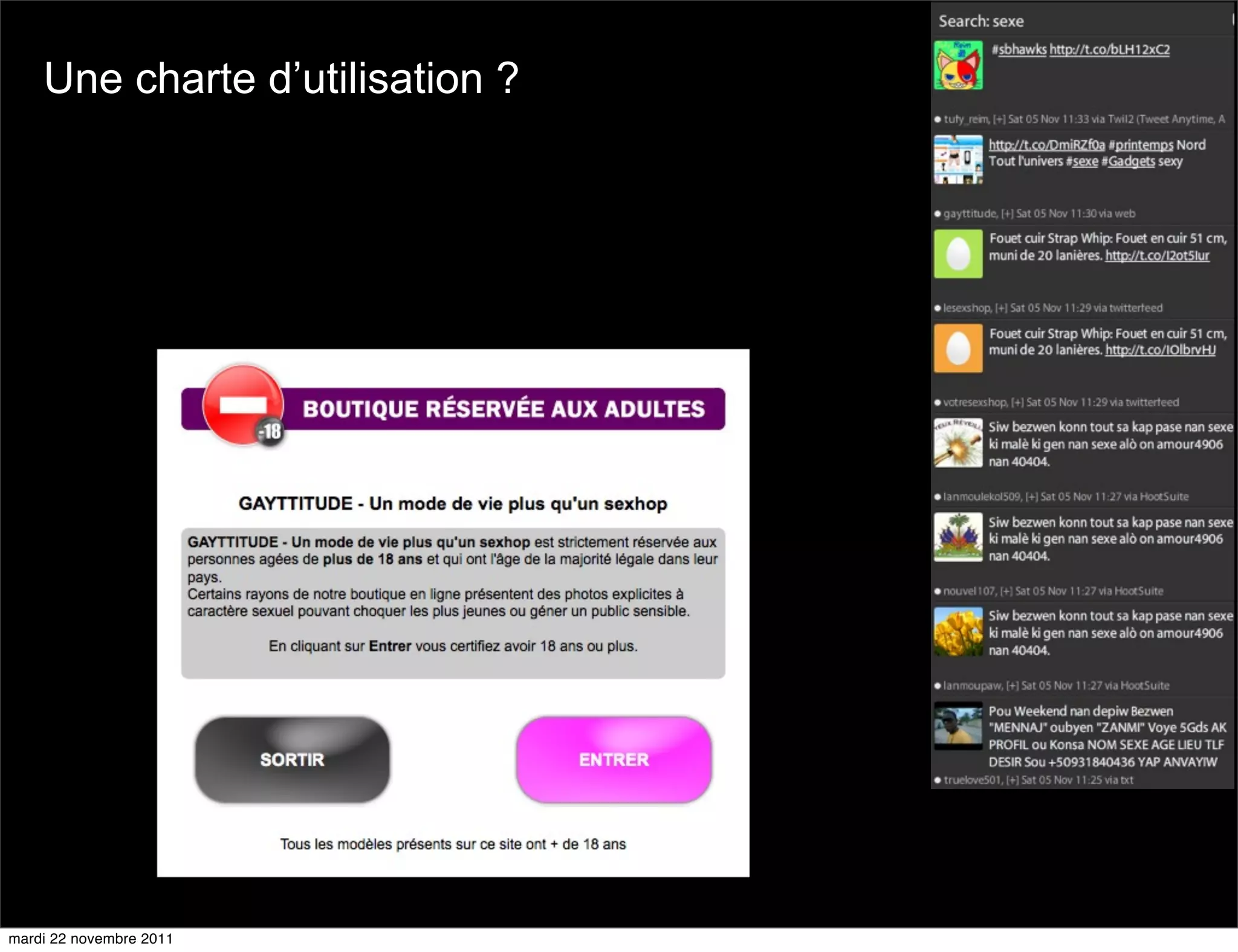 Une charte d’utilisation ?




mardi 22 novembre 2011
 