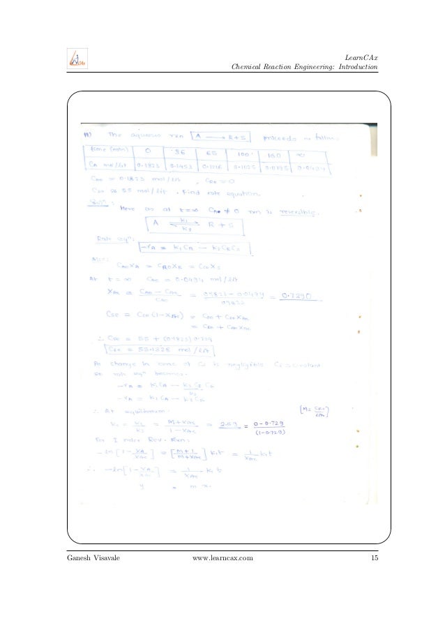 10 chemical engineering elements reaction chapter of Reactor Problem Interpretation Data: Solving Batch from