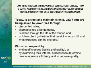 Law Firm Process Improvement Workshop. 20 ideas in 20 minutes. | PPTX