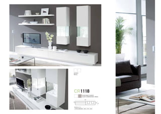 MÓDULOS TV A38,8 L135 F50 cm
DIFERENTES DISTRIBUCIONES PARA UN MISMO CONCEPTO DE ESPACIO.
50 COLOR: TÓRTORA
CRISTAL / METAL: BRONCE 51 COLOR: NOGAL
CRISTAL / METAL: BRONCE
48 COLOR: BEIGE
METAL: BRILLO 49 COLOR: BLANCO SATÉN
CRISTAL / METAL: BRONCE
46 COLOR: NÓRDICO
METAL: BRILLO 47 COLOR: FUMÉ+BEIGE
CRISTAL / METAL: BRONCE
44 COLOR: NÓRDICO+BLANCO SATÉN
METAL: BRILLO 45 COLOR: ÁRTIC
METAL: BRILLO
64 65
 