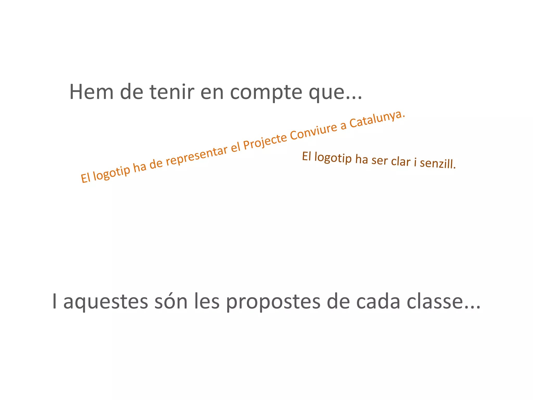 I aquestes són les propostes de cada classe...
Hem de tenir en compte que...
 
