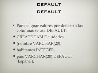 CreacióN De Objetos En MySQL | PPT