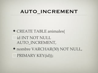 CreacióN De Objetos En MySQL | PPT