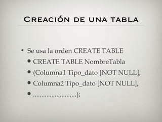 CreacióN De Objetos En MySQL | PPT