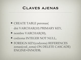 CreacióN De Objetos En MySQL | PPT