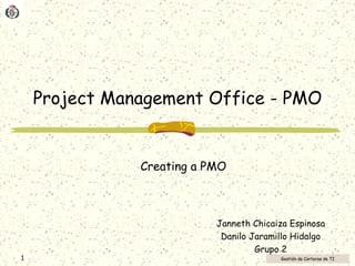 Project Management Office - PMO Creating a PMO Janneth Chicaiza Espinosa Danilo Jaramillo Hidalgo Grupo 2 