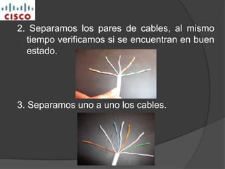 PASOS PARA LA CREACIÓN DE UN CABLE DE RED CRUZADO1. Quitamos  el recudimiento del cable UTP categoría5E (En ambos lados).