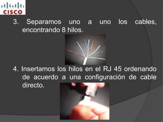 2. Separamos los pares de cables, al mismo tiempo verificamos si se encuentran en buen estado.