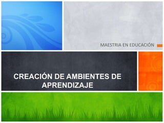 MAESTRIA EN EDUCACIÓN 
CREACIÓN DE AMBIENTES DE 
APRENDIZAJE 
 