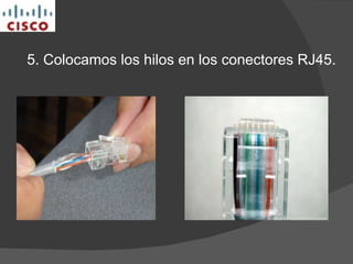 5. Colocamos los hilos en los conectores RJ45.  
