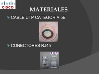 MATERIALES CABLE UTP CATEGORÍA 5E CONECTORES RJ45 