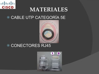 MATERIALES CABLE UTP CATEGORÍA 5E CONECTORES RJ45 