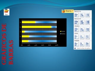 GRÁFICOSDE
BARRAS
0% 20% 40% 60% 80% 100%
1
2
3
4
5
Series1
Series2
 