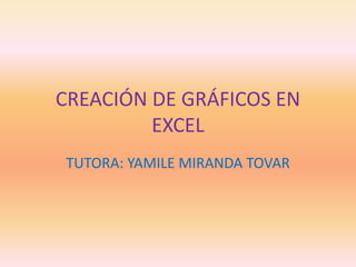 CREACIÓN DE GRÁFICOS EN
EXCEL
TUTORA: YAMILE MIRANDA TOVAR
 