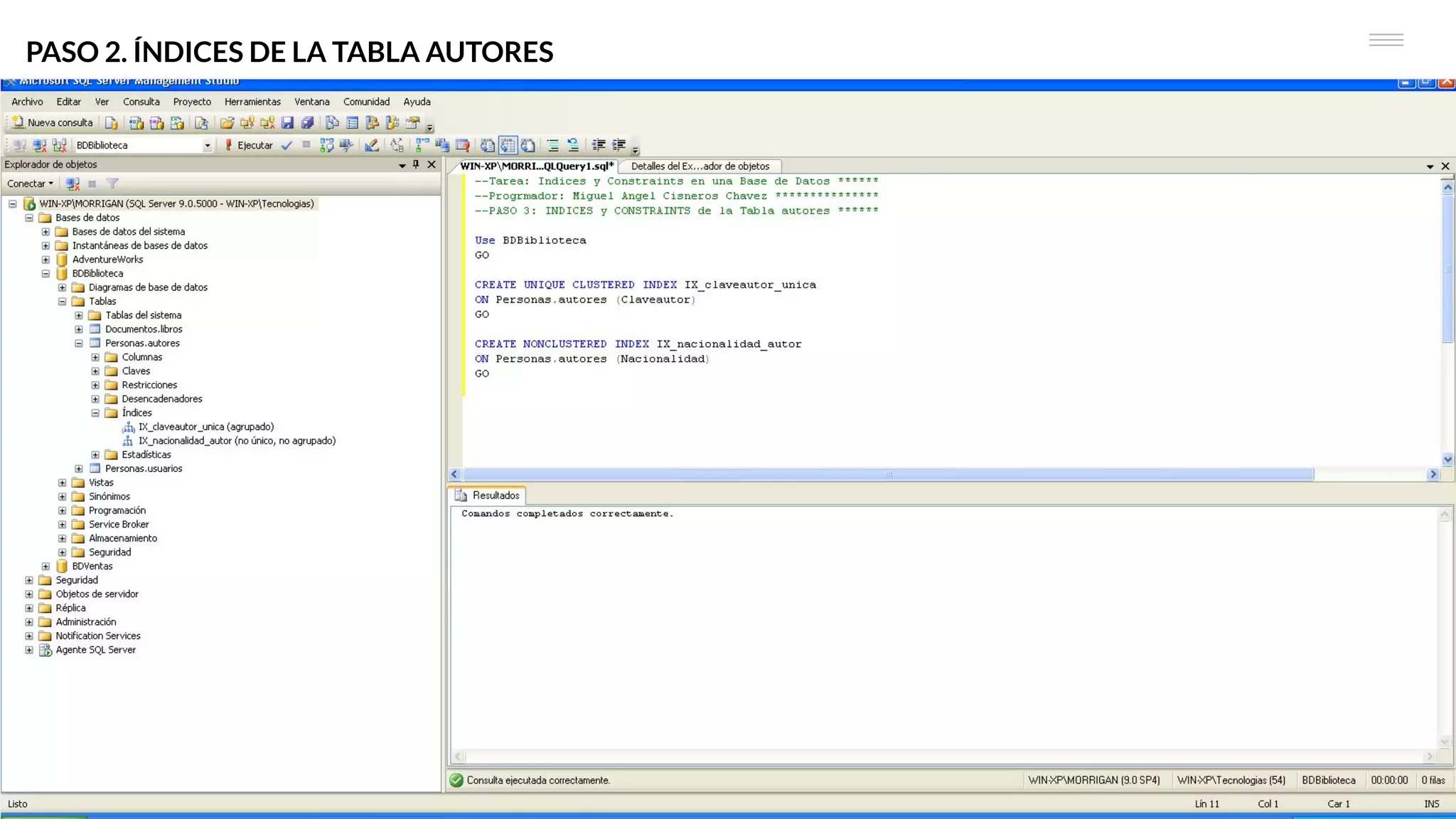 PASO 2. ÍNDICES DE LA TABLA AUTORES