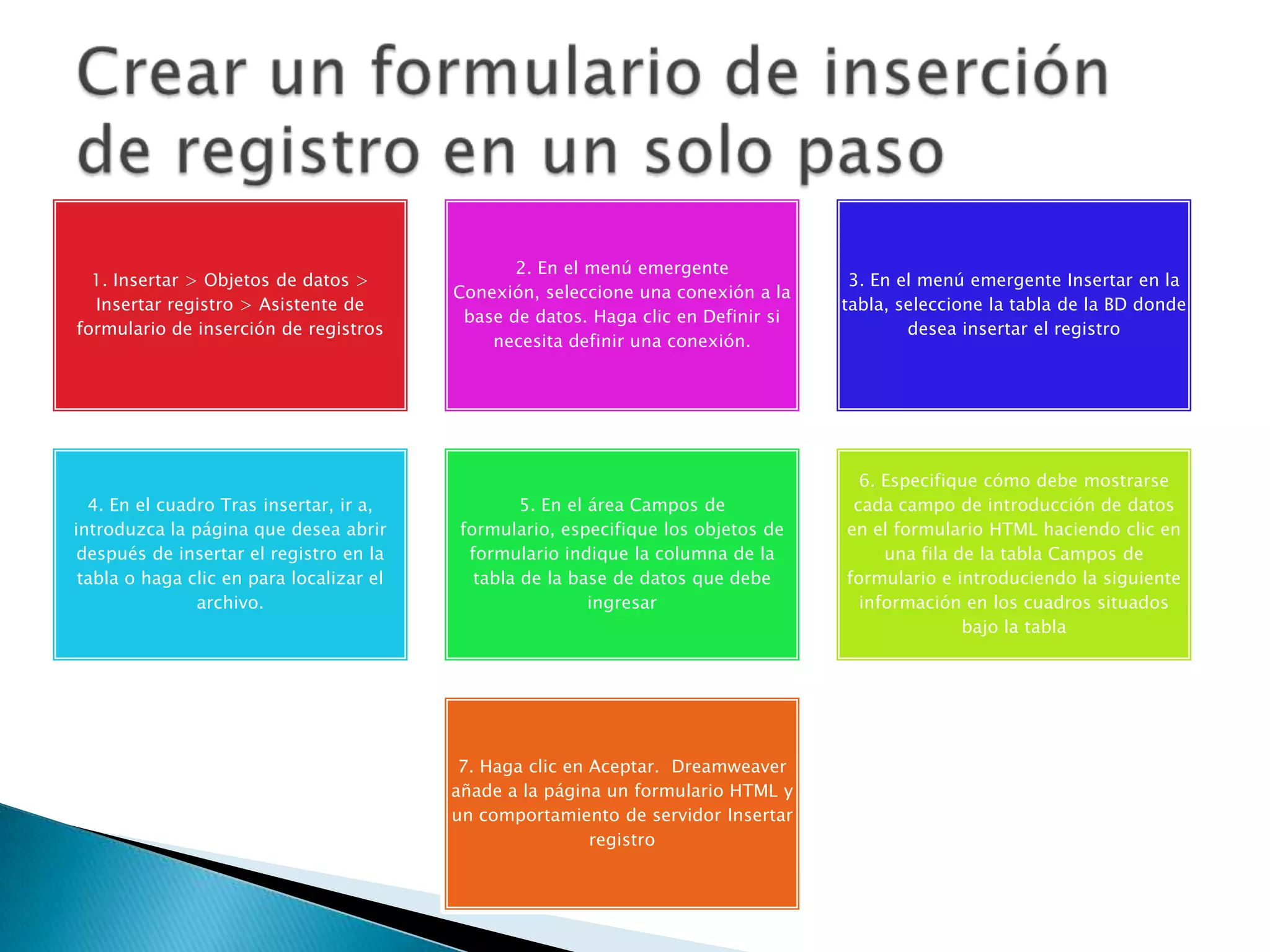 Crear un formulario de inserción de registro en un solo paso