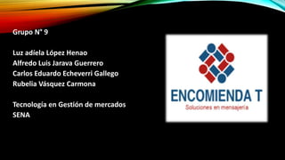 Grupo N° 9
Luz adíela López Henao
Alfredo Luis Jarava Guerrero
Carlos Eduardo Echeverri Gallego
Rubelia Vásquez Carmona
Tecnología en Gestión de mercados
SENA
 