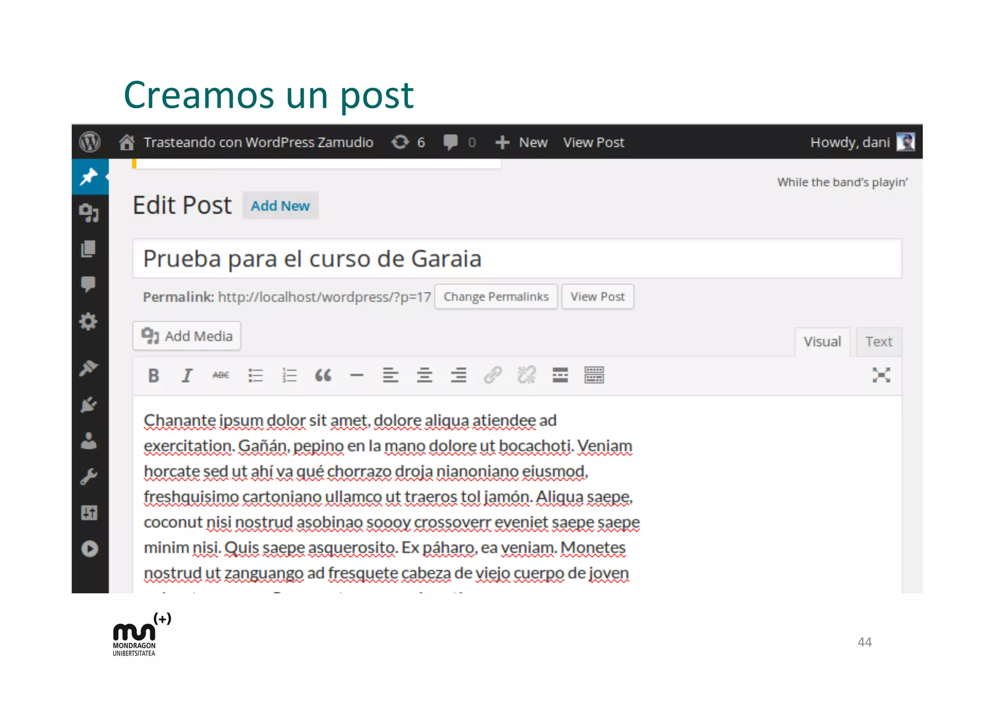 Creamos 
un 
post 
44 
 