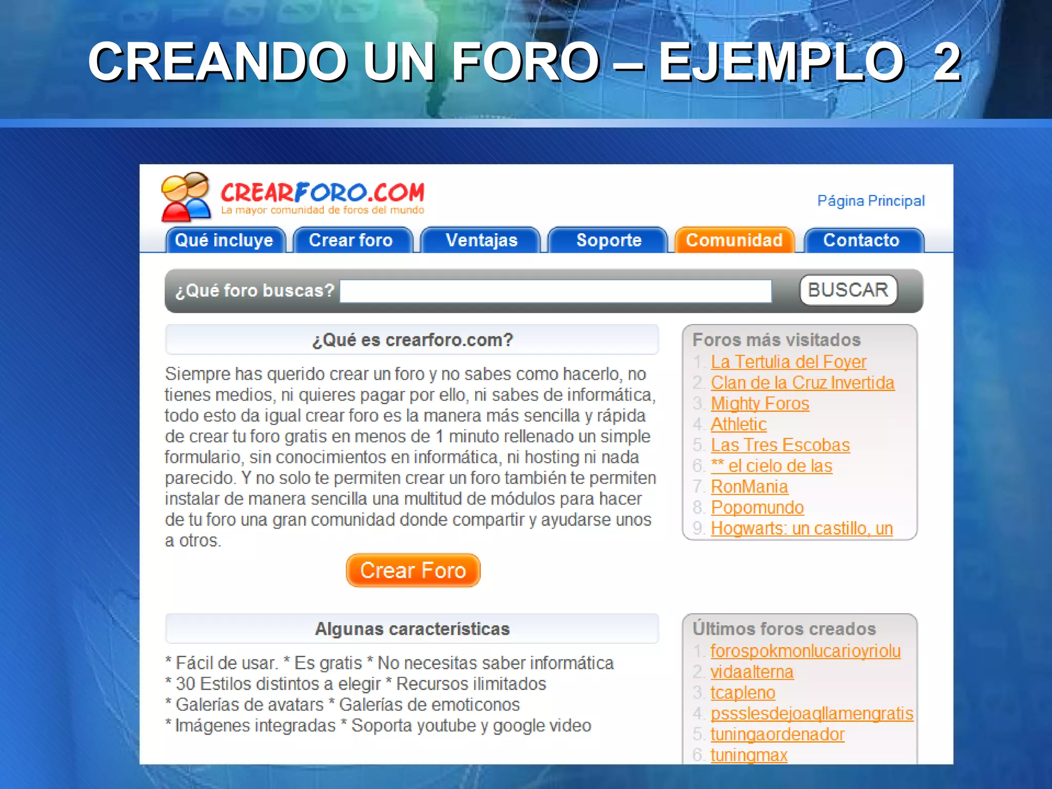 CREANDO UN FORO – EJEMPLO  2 