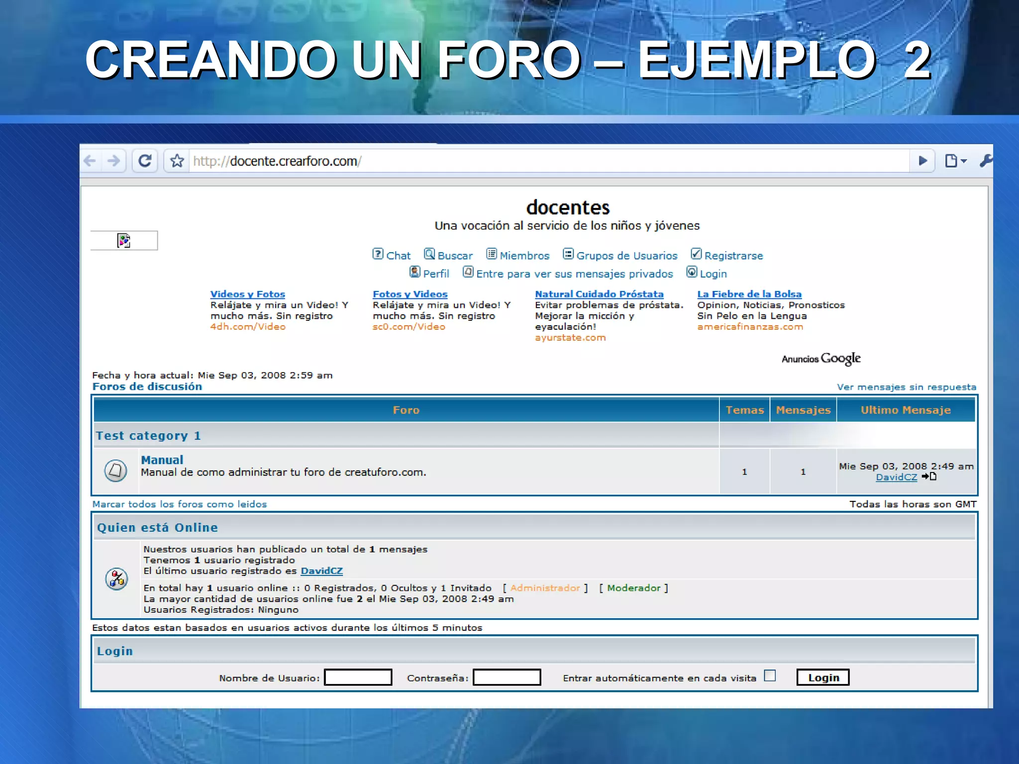 CREANDO UN FORO – EJEMPLO  2 