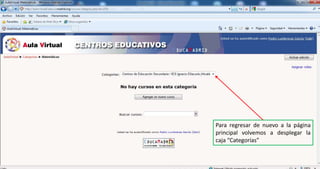 Para regresar de nuevo a la página principal volvemos a desplegar la caja “Categorías”