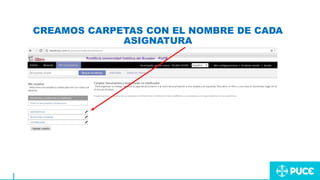 CREAMOS CARPETAS CON EL NOMBRE DE CADA
ASIGNATURA
 