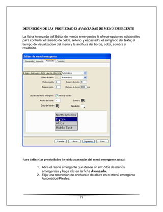 Creacion de botones y menus emergentes en firewoks | PDF