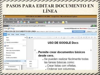 PASOS PARA EDITAR DOCUMENTO EN
LÍNEA
 