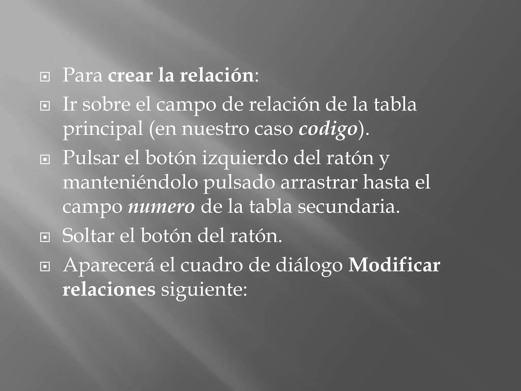 Para crear una consulta, seguir los siguientes pasos:Abrir la base de datos donde se encuentra la consulta a crear.Hacer clic en el botón Diseño de Consulta en la pestaña Crear: