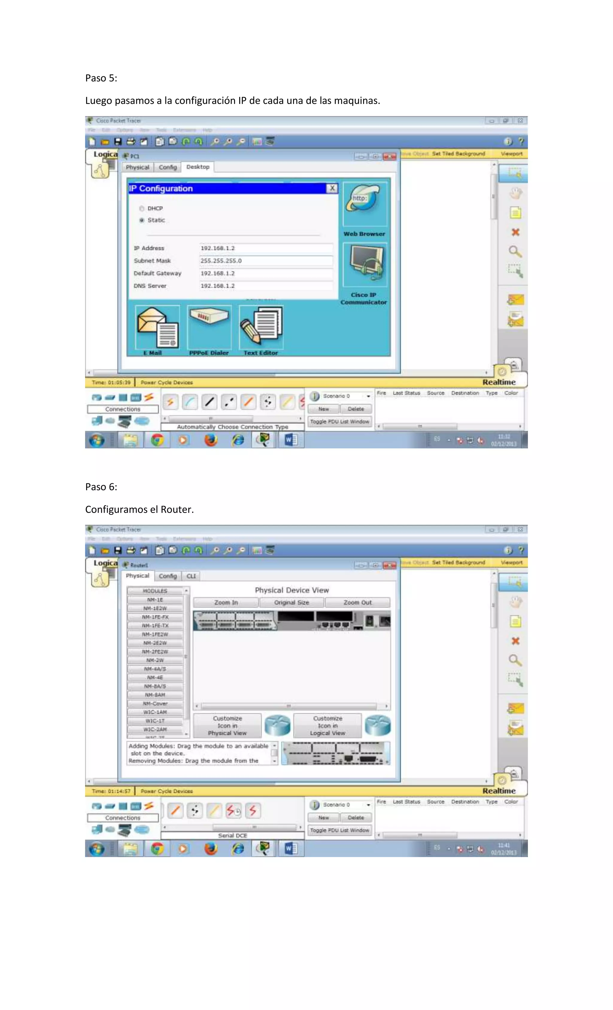 Creacion de una red wan en cisco packet tracer | DOCX