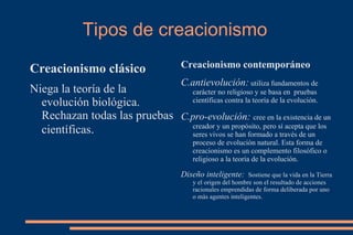 Tipos de creacionismo Creacionismo clásico 
