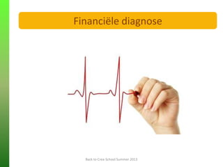 FINANCIELE ANALYSE
Back to Crea-School Summer 2013
Financiële diagnose
 