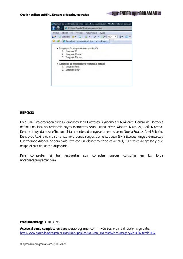 Crea Listas Ordenadas O No Html Etiquetas Ol Ul Listas Definiciones