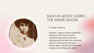 3. Aurelio Tolentino
Kahapon , ngayon at bukas (yesterday ,
today and tomorrow) is an anti-
imperialist play attacking the new
colonizers (at that time), the Americans,
while not forgiving the old ones –
Mother Spain and Old China, who want
to feast on the Philippines’ wealth.
 