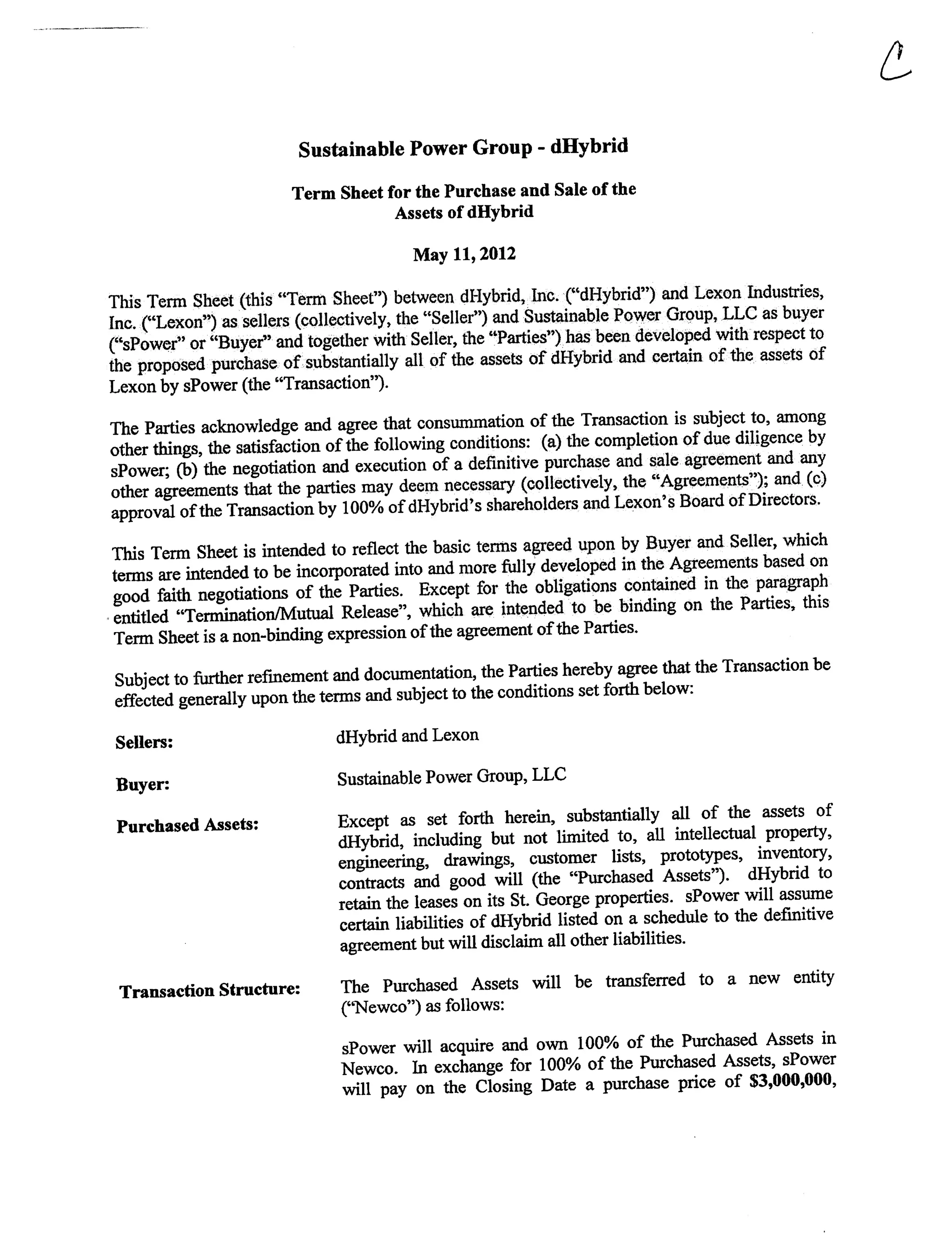 Sustainable Power v dHybrid