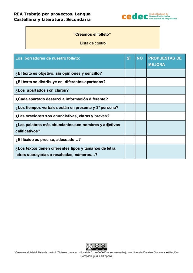 Lista de control para la creación de un folleto