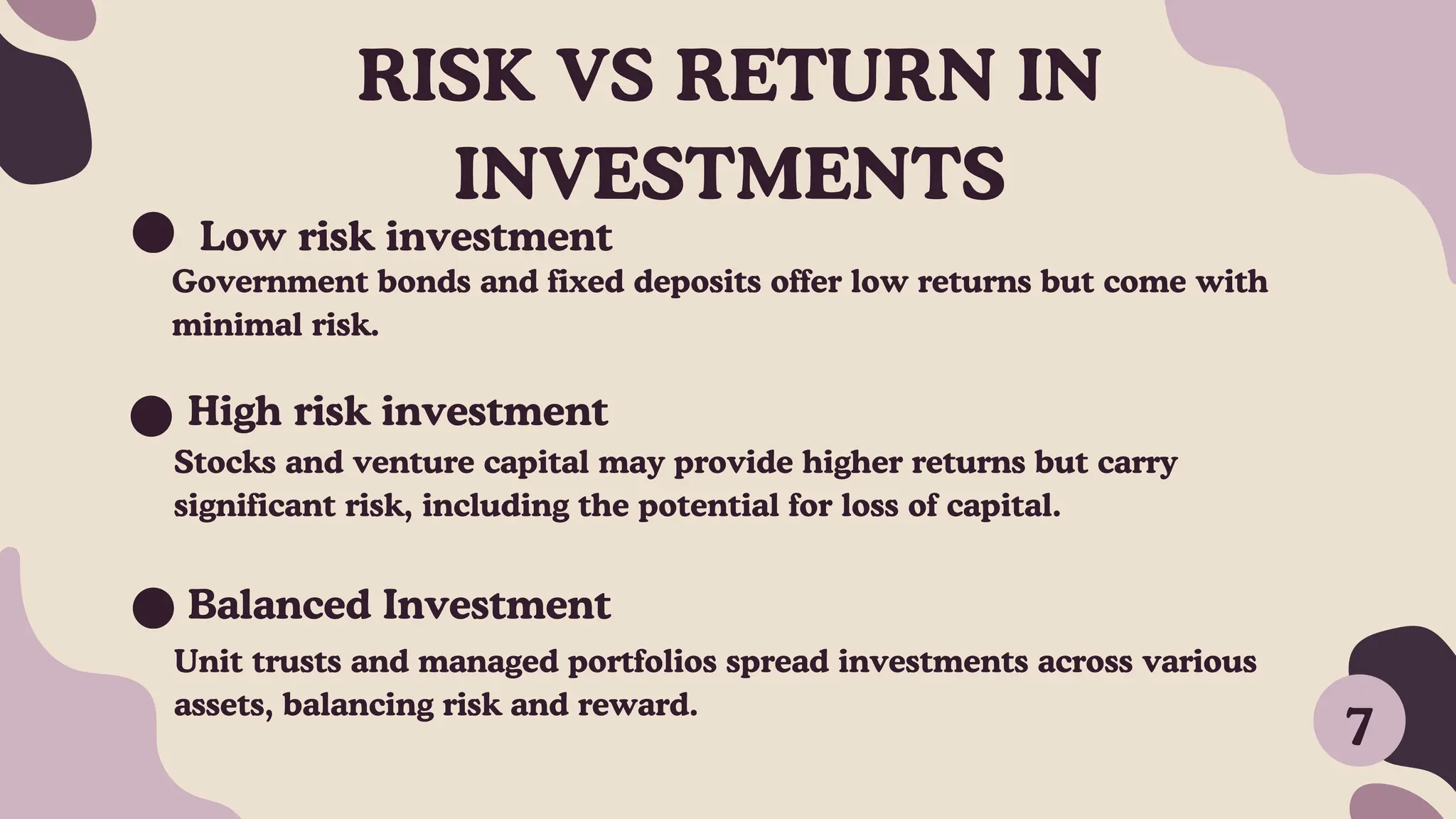 Different investments and their degree of security | PDF