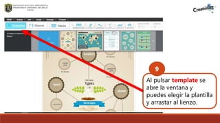 .
Al pulsar template se
abre la ventana y
puedes elegir la plantilla
y arrastar al lienzo.
9