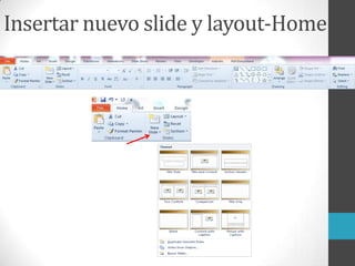 Insertar nuevo slide y layout-Home
 