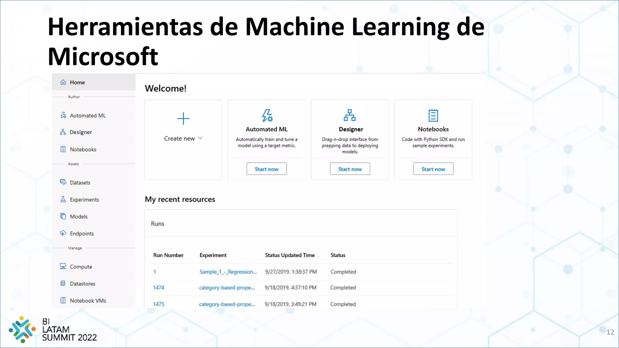 Herramientas de Machine Learning de
Microsoft
12
 