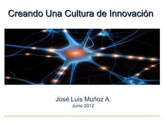 Creando Una Cultura de Innovación




          José Luis Muñoz A.
               Junio 2012
 