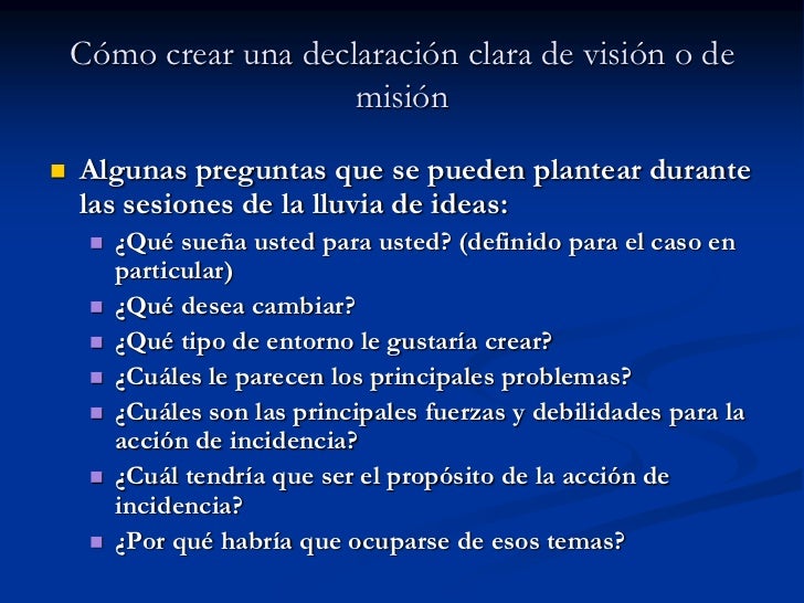 Creando Una Visión y Misión Personal