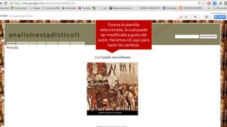 Esta es la plantilla
seleccionada, la cual puede
ser modificada a gusto del
autor. Hacemos clic aquí para
hacer los cambios.
 