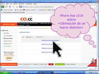 Ahora has click sobre <<Obtención de un nuevo dominio>> 