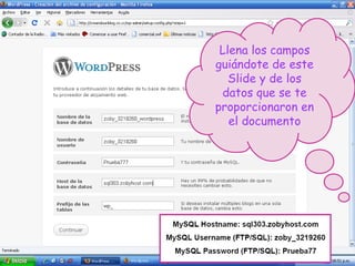 Llena los campos guiándote de este Slide y de los datos que se te proporcionaron en el documento 