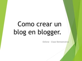 Como crear un
blog en blogger.
Esforse – Clase Demostrativa

 