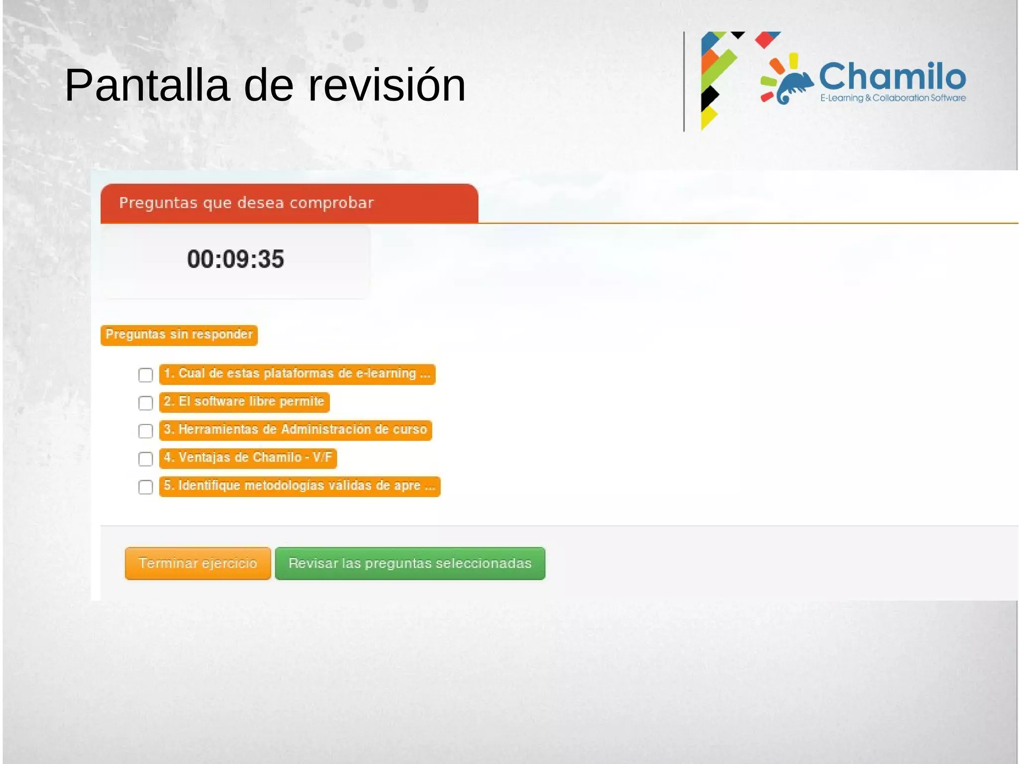 Pantalla de revisión
 
